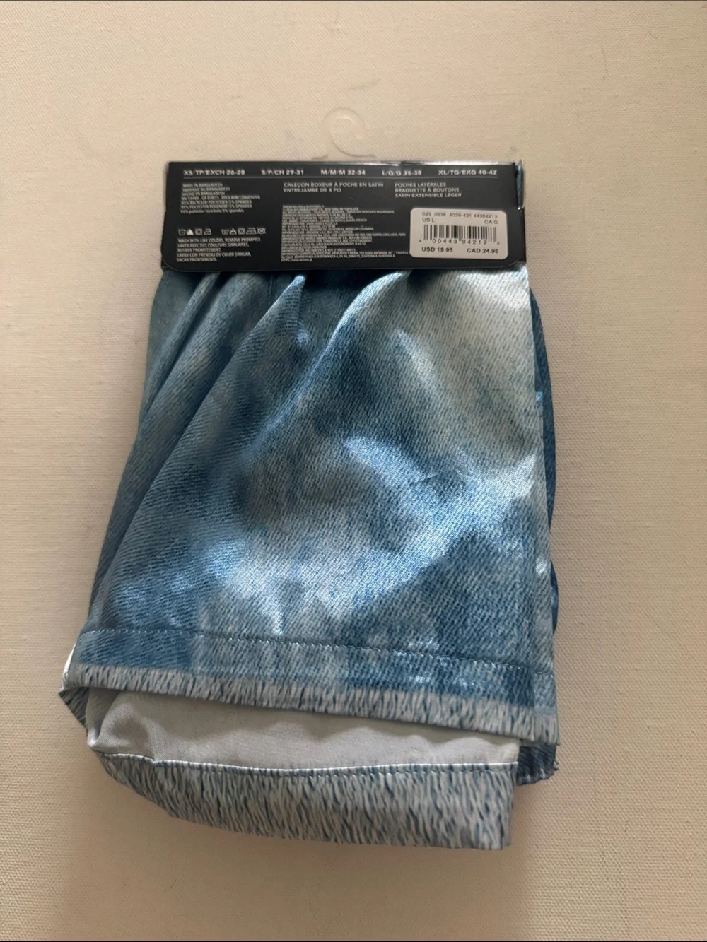 Satin Boxers Mens Large American Eagle Denim Print